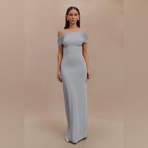 Off Shoulder Blue Dress - Meshki